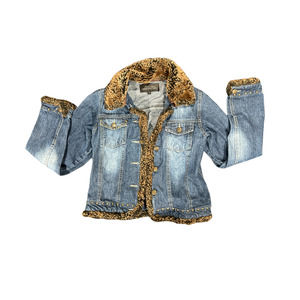 Fabulous Furs Women's Size 8 Fur Lined Studded Denim Trucker Jacket